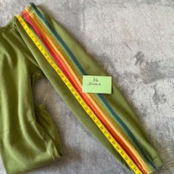 Aviator Nation 5 Stripe Sweatpants Green "Rainbow Stripe" - Picture 6 of 6